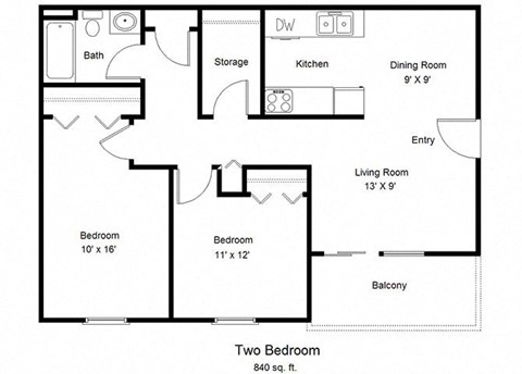 2 Bedroom Floor Plan